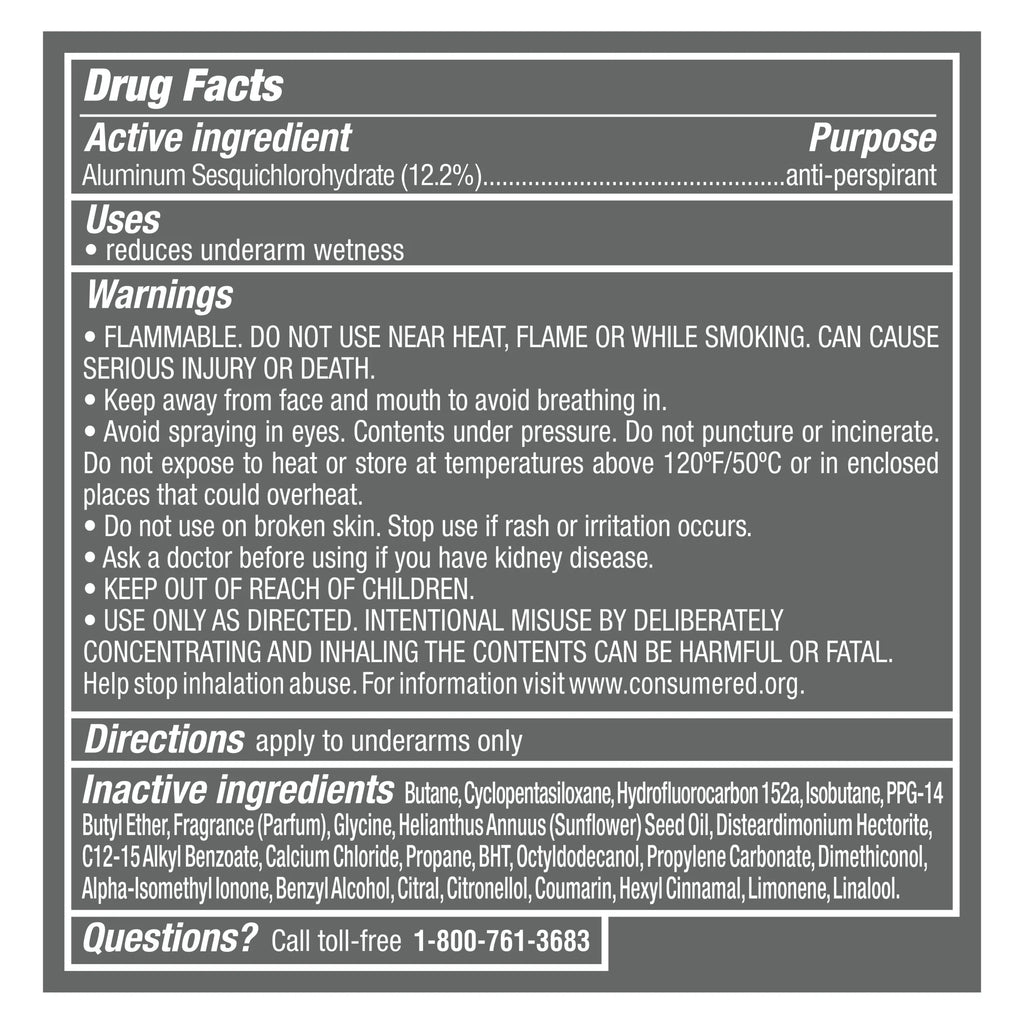 Stain Defense Long Lasting Antiperspirant Deodorant Dry Spray, Clean, 3.8 Oz