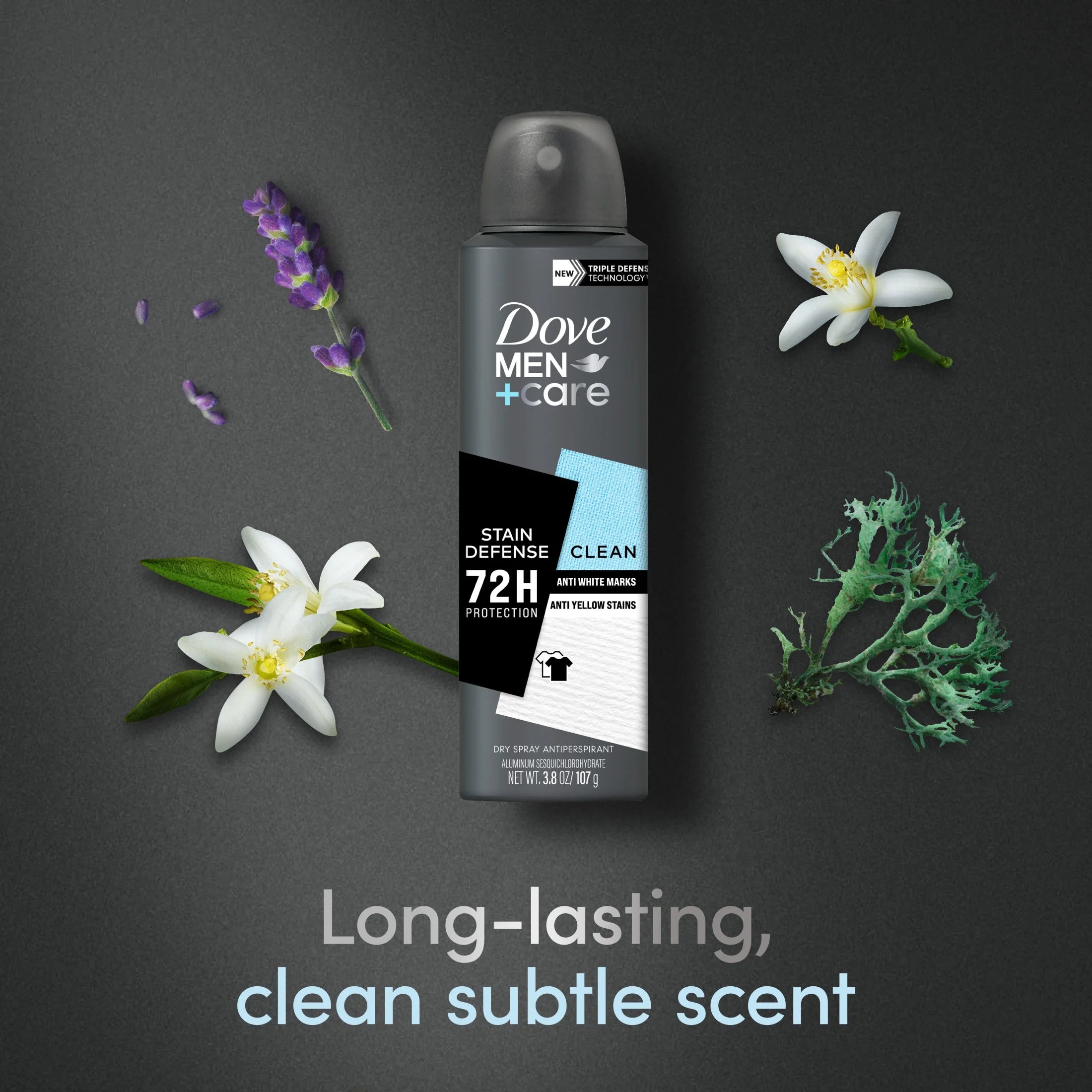 Stain Defense Long Lasting Antiperspirant Deodorant Dry Spray, Clean, 3.8 Oz