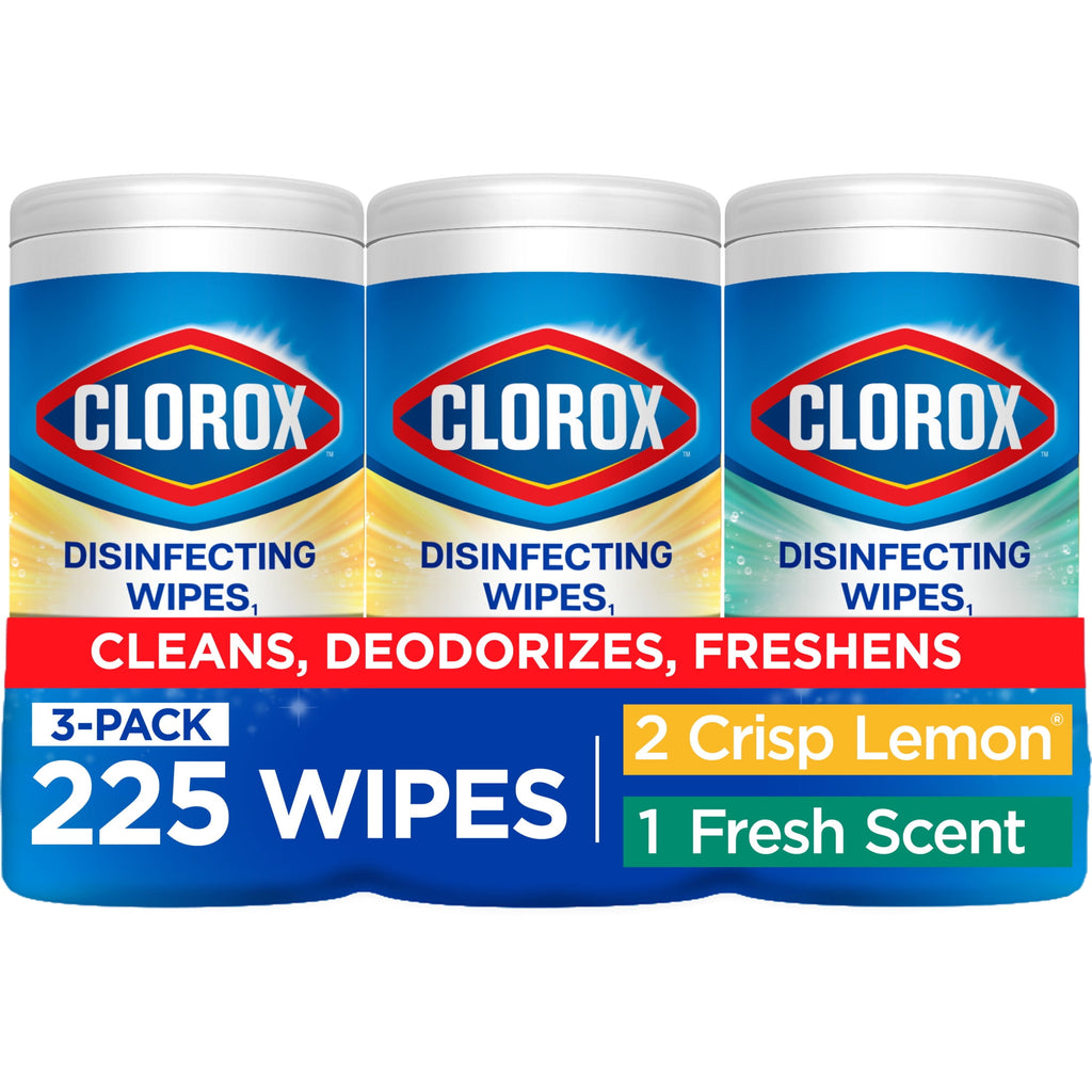 Disinfecting and Cleaning Wipes, Crisp Lemon and Fresh Scent, 75 Count Each, 3 Pack