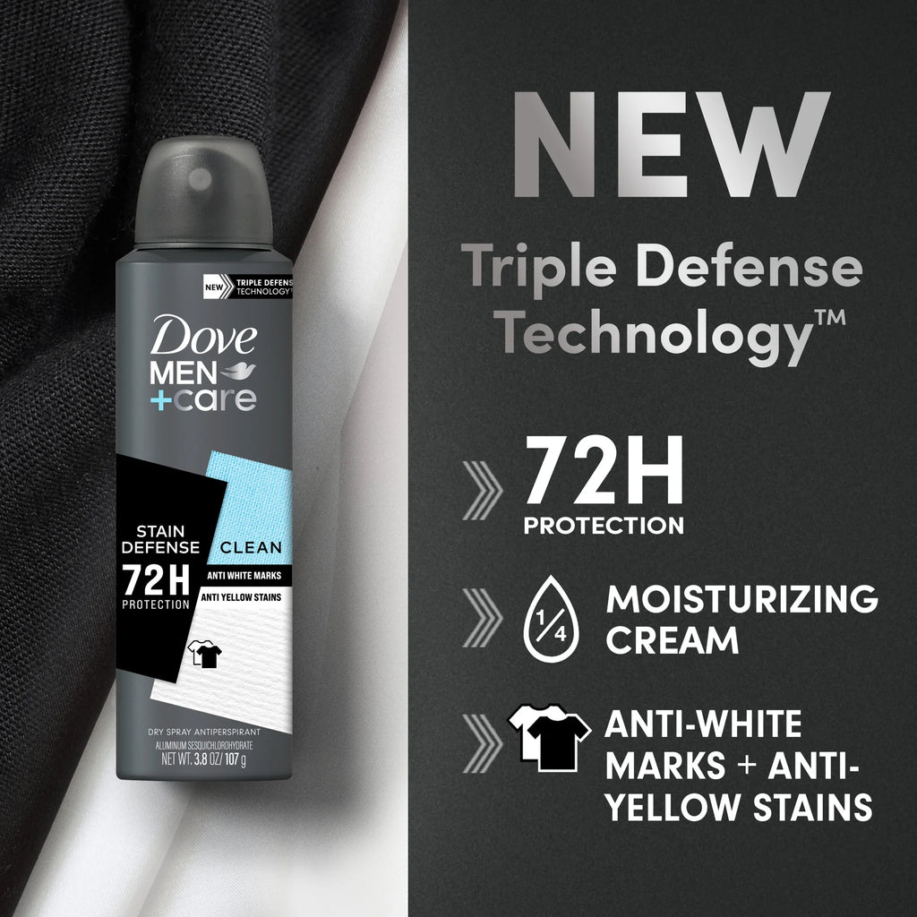 Stain Defense Long Lasting Antiperspirant Deodorant Dry Spray, Clean, 3.8 Oz